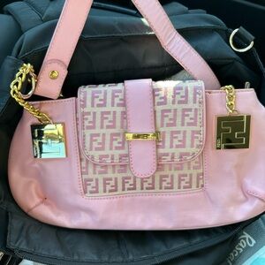 Fendi Pink and Gold Shoulder Bag